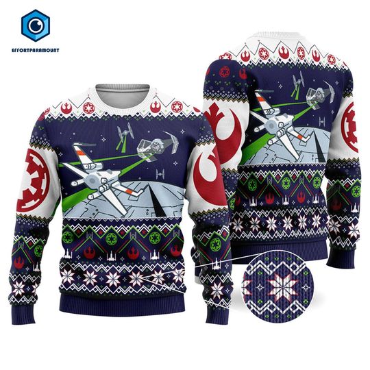 Discover Starwars X-Wing TIE Fighter Ugly Christmas Sweater, ObiWan Kenobi Christmas Sweater, Starships Christmas Sweater