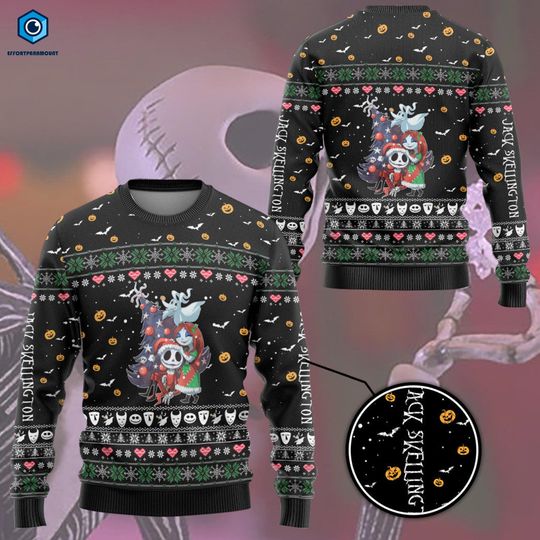 Nightmare Before Christmas Jack And Sally Ugly Christmas Sweater, Nightmare Before Christmas Sweater, Oogie Boogie, Christmas Xmas Gifts