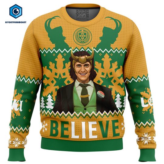 Loki Laufeyson Ugly Christmas Sweatshirt | Loki Laufeyson Ugly Sweater | Let Earth Receive Her King Ugly Xmas Sweatshirt