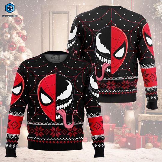 Discover Spiderman Venom Comics Ugly Christmas Sweater, Superhero Christmas Sweater, Ugly Christmas Gifts, Christmas Vacation Shirt, Spiderman Shirt