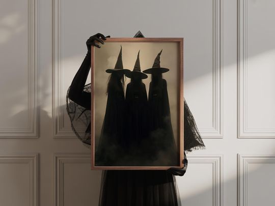 Halloween Wall Art, Vintage Gothic Poster, Haunted House Print, Spooky Witchy Decor, Creepy Macabre Artwork, Dark Horror Art