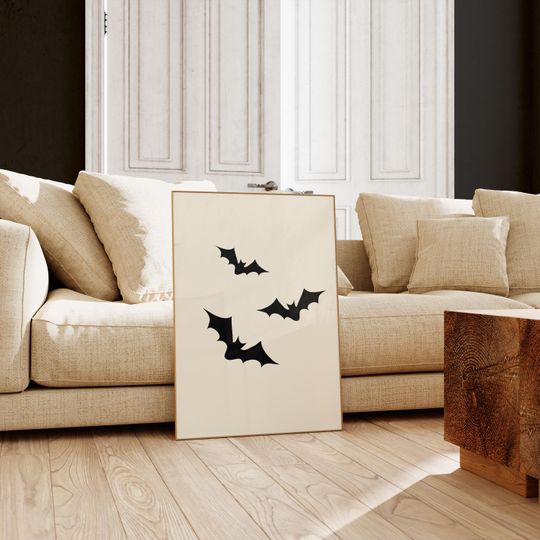 Discover Halloween Bats Printable Wall Art: Minimalist Spooky Decor, Retro Halloween Poster, Trending