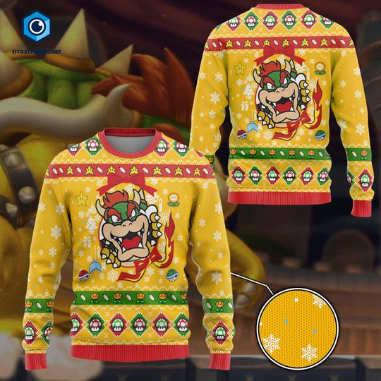 Super Mario Bros Ugly Christmas Sweater, Mario Bowser Ugly Christmas Sweater, Funny Sweater, Mario Ugly Sweater, Christmas Mario Sweater