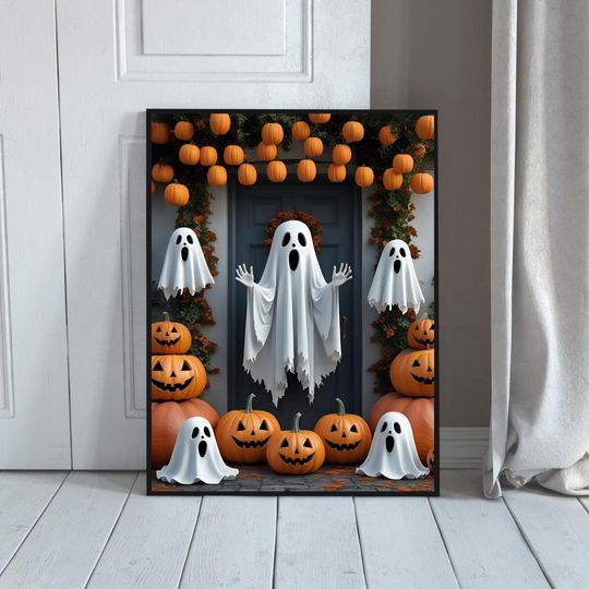 Discover Halloween Poster Print: Creepy Ghosts, Pumpkins & Ghouls Fright Art