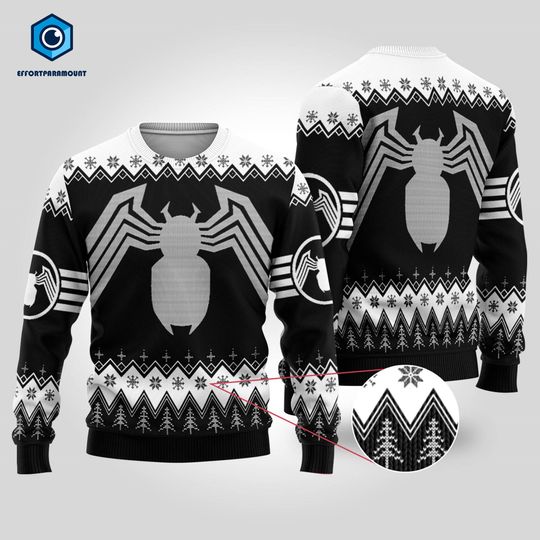 Venom Ugly Christmas Sweatshirt, Eddie Brock Venom Christmas Sweater, Venom Spider Man Superhero Christmas Sweatshirt