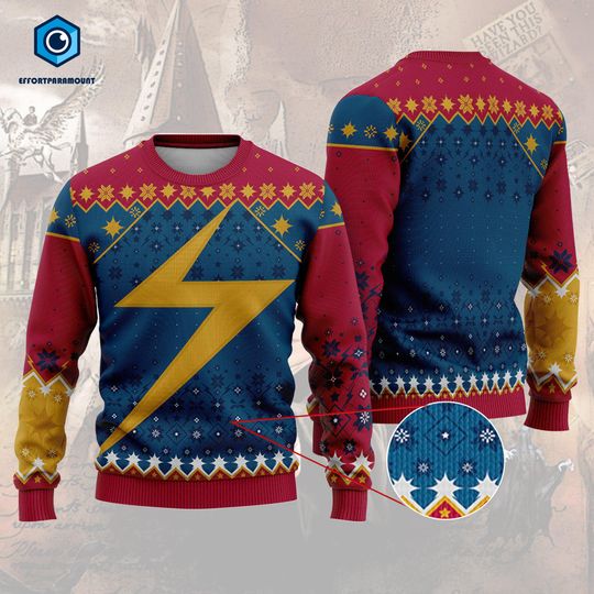 Kamala Khan Ugly Christmas Sweater, Kamala Khan Christmas Sweater, Ms M. Superhero Avengers Christmas Sweatshirt