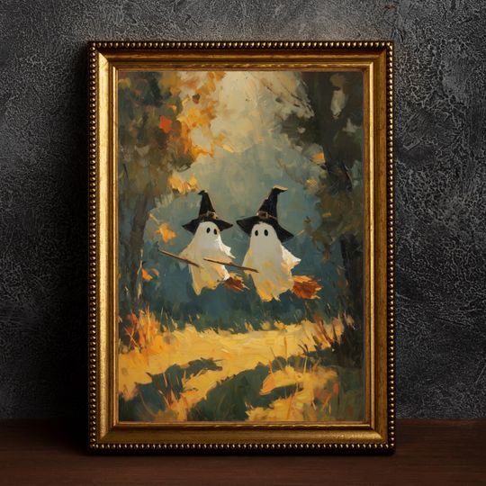 Discover Ghost Witch Painting, Printed Halloween Wall Decor.