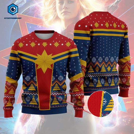 Captain Ugly Christmas Sweater, Carol Danvers Christmas Sweater, Captain Avengers Christmas Sweatshirt