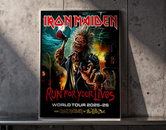 Iron Maiden Run For Your Lives Tour 2025-2026 Poster Heavy Metal Wall Art Home Decor