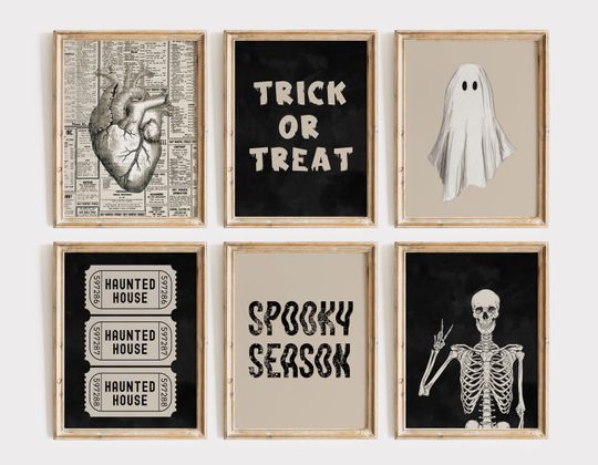 Discover Halloween Printable Wall Art Set of 6 | Halloween Decor | Halloween Wall Art Print | Halloween Gallery Wall | Halloween Print | Fall Decor