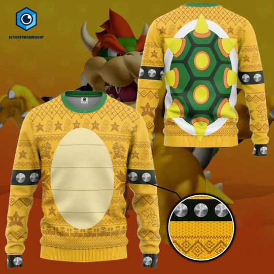 Mario Bowser Christmas Sweater | Bowser Costume Shirt | Super Mario Bros Cosplay Sweater | Video Game Ugly Sweater