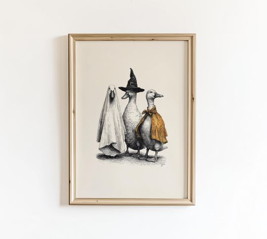 Discover Geese Halloween Print, Vintage Trick or Treat Poster, PRINTED AND SHIPPED