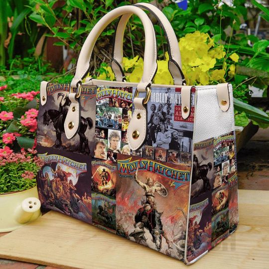 Vintage Molly Hatchet Leather Handbag, Lover Molly Hatchet Band Handbag, Leather Bag, Shopping Bag