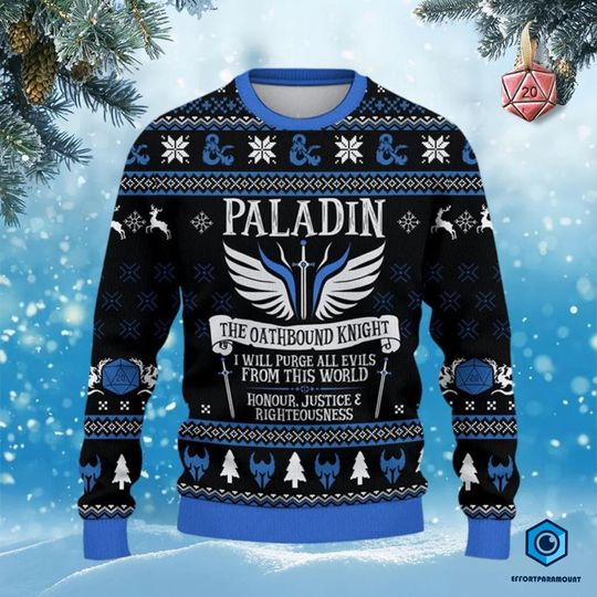 Dungeon Paladin Ugly Christmas Sweater | Dungeons And Dragons Christmas Sweatshirt | Dnd Dungeons Master Christmas Sweatshirt | Xmas Gift