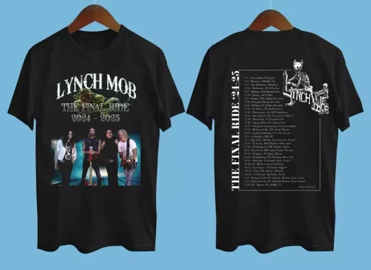 Lynch Mob the final ride 2024-2025 Tour Date Black T-Shirt