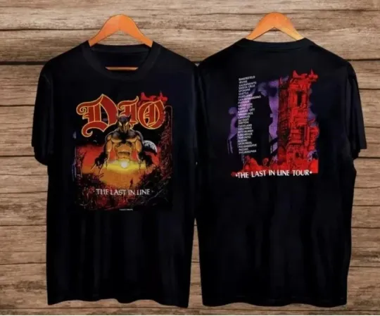 Discover 2022 Tour Dio T-Shirt Line Last 80s Vintage Concert Band Vtg Tee Rock Gift fans