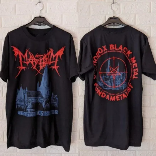 Discover VTG Mayhem Band Tour Concert Black T Shirt