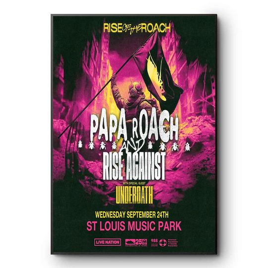 Discover Papa Roach & Rise Against Rise of the Roach Tour 2025 Vertical Poster