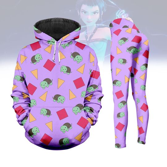 Zoey Cosplay Hoodie Legging, Kpop Demon Hunters Women Legging, Zoey Huntrix Cosplay Hoodie, Turtle Pattern Beach Silk, Pjs Gift For Her