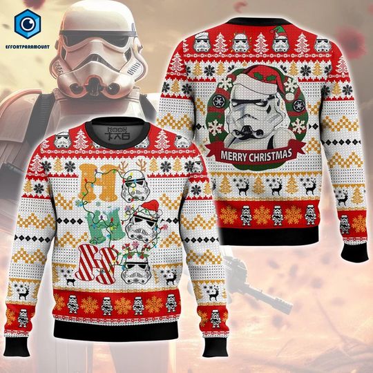 Stormtrooper Ho Ho Ho Ugly Christmas Sweater, Stormtrooper Christmas Sweater, Starwar Sweater, Funny Christmas Sweater