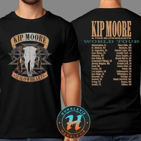 Discover Kip Moore And The Slowhearts World Tour 2025 Cities List Two Sided T-Shirt