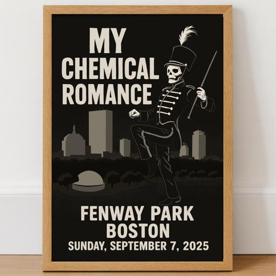 My Chemical Romance Boston Poster Hand-Drawn MCR 2025 Tour Vertical Poster