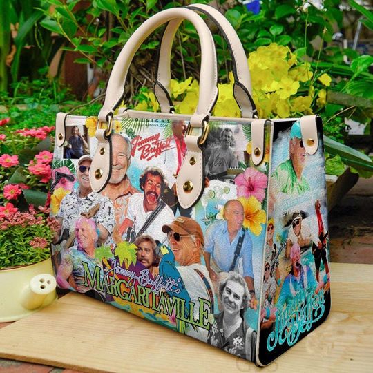 Vintage Jimmy Buffett Lover Women Leather Handbag, Lover Jimmy Buffett Handbag