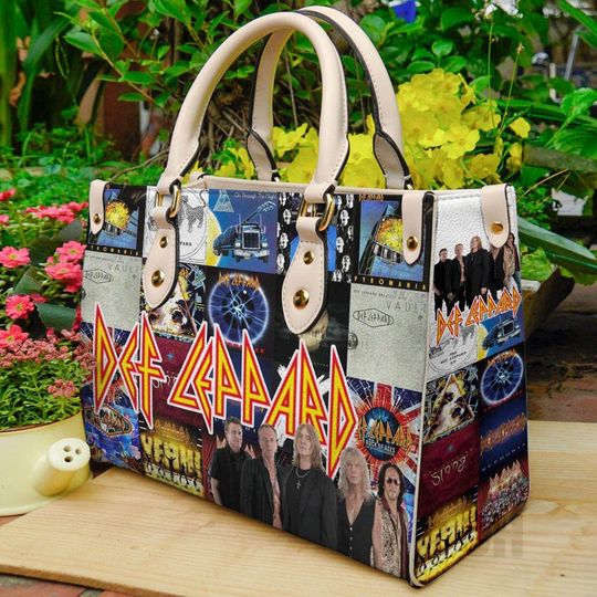 Vintage Def Leppard Lover Women Leather Handbag, Lover Band Hard Rock Handbag