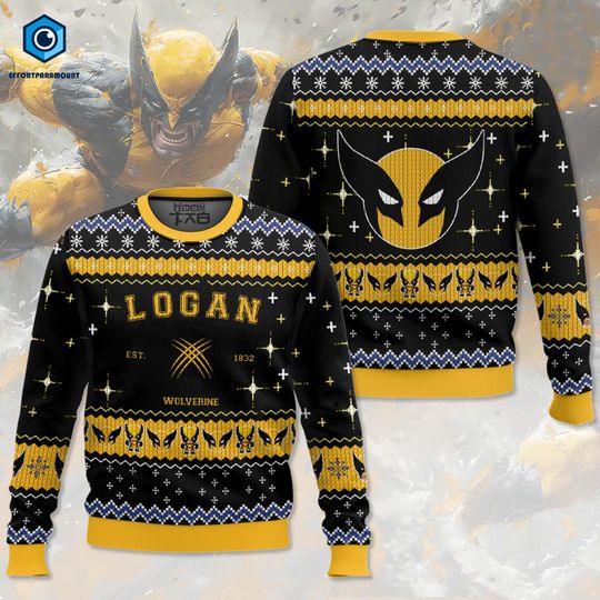 Wolverine Ugly Christmas Sweater, X-Men Wolverine Christmas Sweatshirt, Wolverine Logan Christmas, Family Christmas Party
