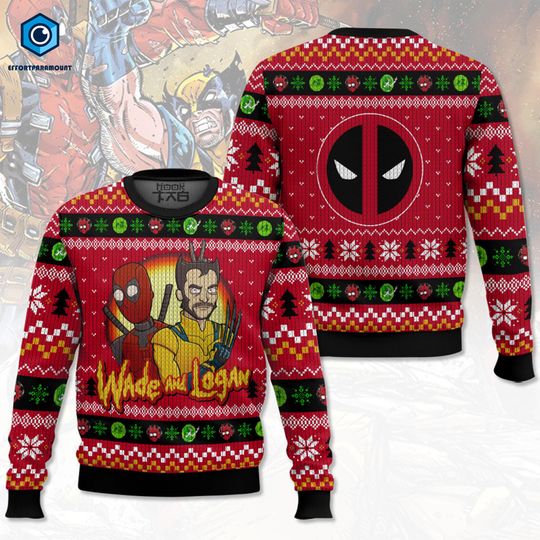 Wade and Logan Ugly Christmas Sweater, Deadpool and Wolverine Christmas Sweater, Deadpool Movie Sweater, Best Friend Christmas Gift