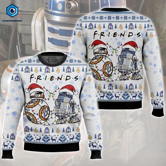 R2-D2 and BB-8 Friends Ugly Christmas Sweater, Droids Sweater, R2D2 BB8 Shirt, Christmas Sweater, Christmas Gift, Galaxy's Edge Trip Shirt