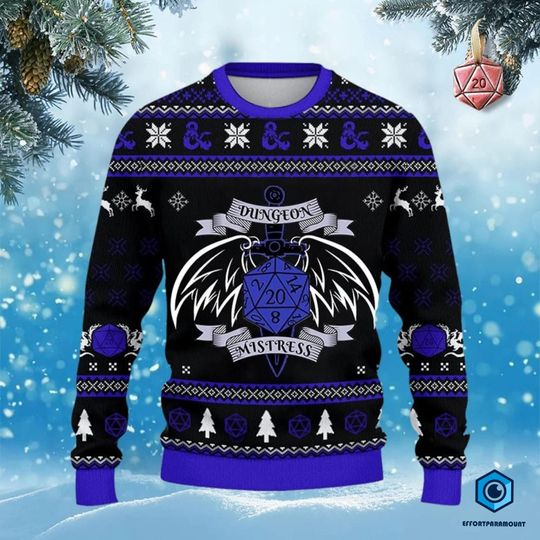 Dungeon Mistress Ugly Christmas Sweater | Dungeons And Dragons Christmas Sweatshirt | Dnd Dungeons Master Christmas Sweatshirt | Xmas Gift