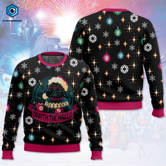 Discover Darth the Halls Ugly Christmas Sweater, Dath Vader Sweater, Super Heroes Christmas Sweater, Christmas Gift, Galaxy Edge Trip Shirt