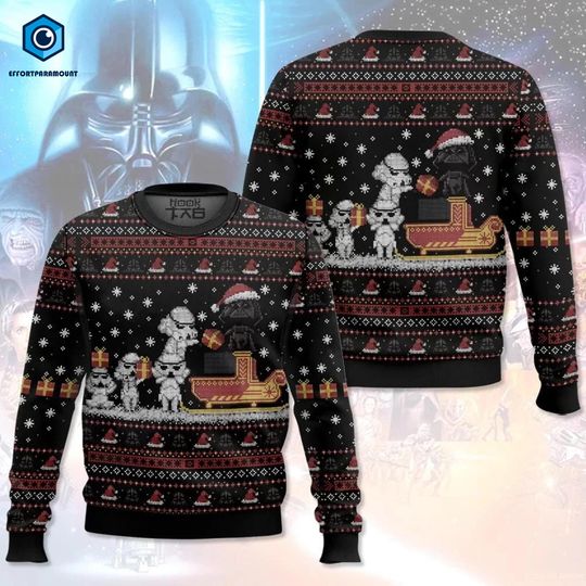 Funny Starwar Christmas Ugly Sweater, Darth Vader Stormtrooper Christmas Sweater, Starwar Christmas Shirt, Family Christmas Shirt, Xmas Gift
