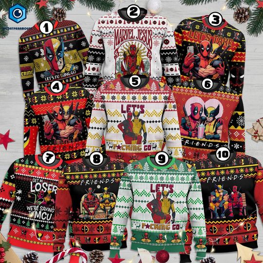 Deadpool Wolverince Ugly Christmas Sweater, Funny Superhero Christmas Shirt, Wolverine Christmas Sweater, Deadpool 2 Movie, Christmas Gifts