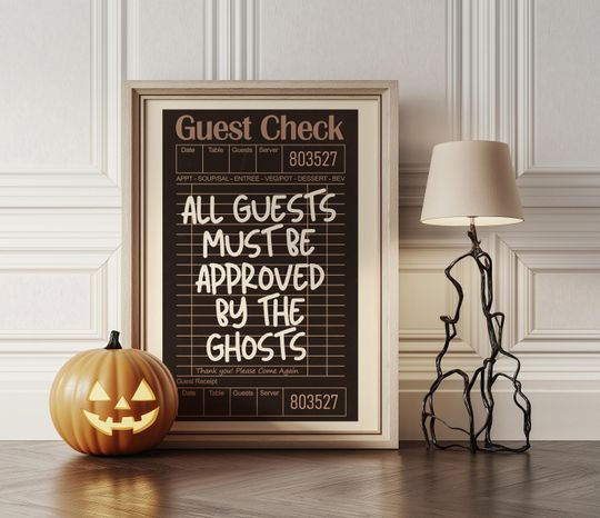 Funny Halloween Poster: Retro Haunted House Decor, Spooky Season Accent, Guest Check Wall Art