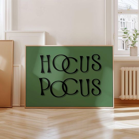 Green Hocus Pocus Print  Wall Art Print Halloween Decorations Halloween Print Wall Art Prints Halloween Poster Trendy Decor