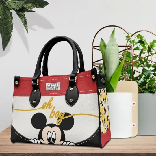 Discover Mickey Mouse Leather Handbag, Mickey Leather Handbag, Custom Mickey Women Leather Bag