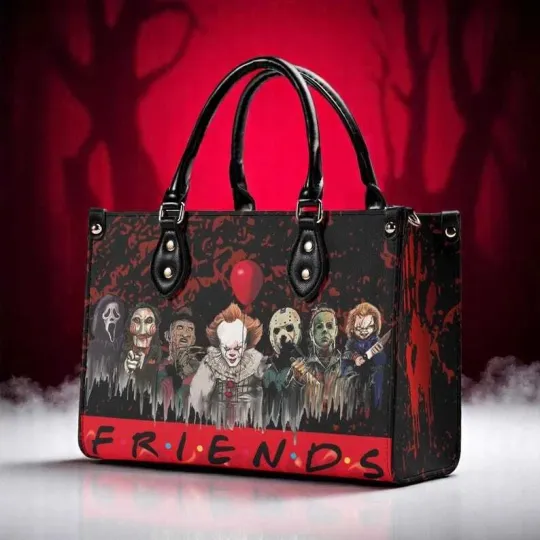 Psycho Friends Tote Handbag. Horror Handbag, Waterproof Leather Bag