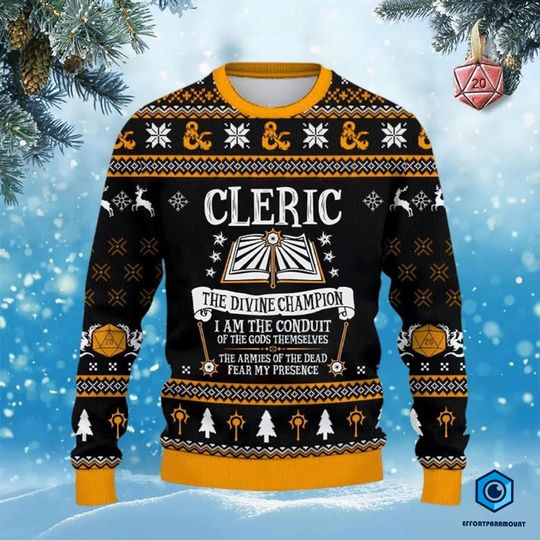 Dungeon Cleric Ugly Christmas Sweater | Dungeons And Dragons Christmas Sweatshirt | Dnd Dungeons Master Christmas Sweatshirt | Xmas Gift