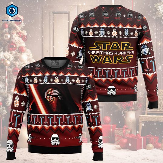 Mandalorian Christmas Awakens Ugly Sweater, Darth Vader Christmas Sweater, Starwar Christmas Sweater, Family Christmas Shirt, Christmas Gift