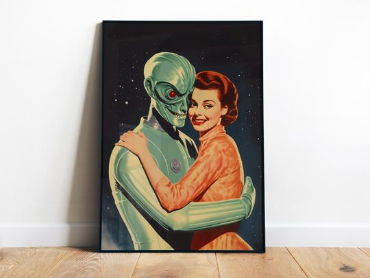 Discover Alien Wall Art Sci-Fi Poster Retro Print Cosmic Wall Decor