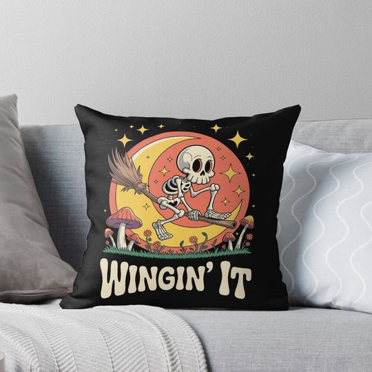 Discover Winging It: declares this charming Halloween illustration! s Pillow