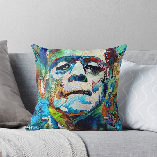 Discover Colorful Frankenstein Monster Art Pillow