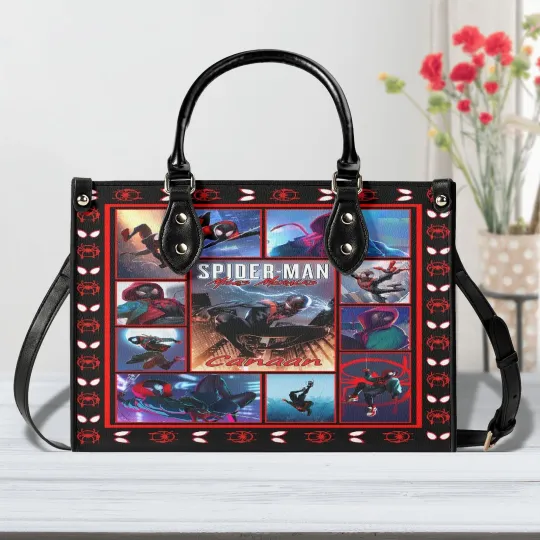 Spider-Man Miles Morales Leather Handbag, Marvel Superhero Bag, Gift
