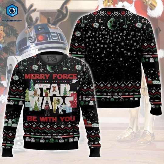 Discover Merry Force Be With You Ugly Christmas Sweater, Starwar Christmas Sweatshirt, Galaxy's Edge Christmas, Disneyland Family Christmas Party