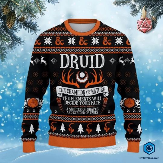 Discover Dungeon Druid Ugly Christmas Sweater | Dungeons And Dragons Christmas Sweatshirt | Dnd Dungeons Master Christmas Sweatshirt | Xmas Gift