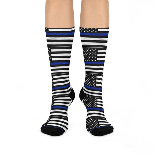 Discover Law Enforcement Flag Cushioned Crew Socks