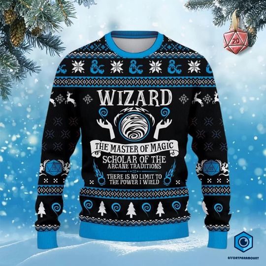 Dungeon Wizard Ugly Christmas Sweater | Dungeons And Dragons Christmas Sweatshirt | Dnd Dungeons Master Christmas Sweatshirt | Xmas Gift