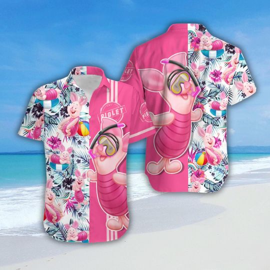 Discover Disney Piglet Aloha Button Shirt for Men and Women Summer Disney Character Shirt Disneyland Trip Clothing